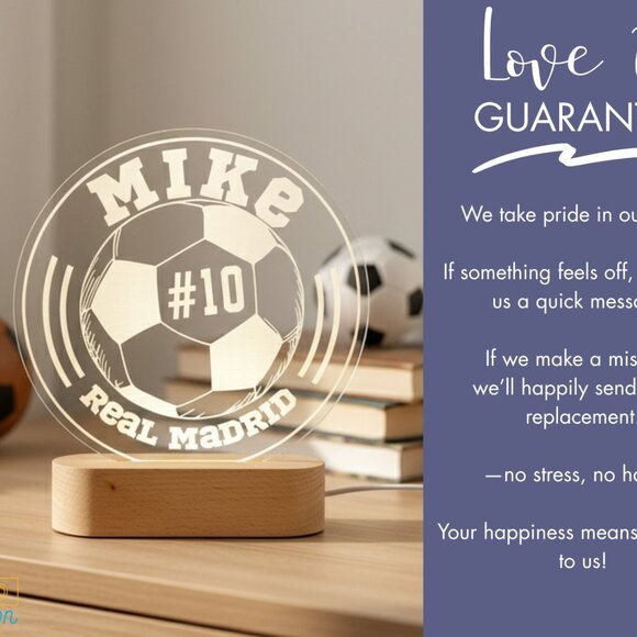 Soccer Player Night Light – Personalized LED Sports Room Decor - Picture 6 of 8